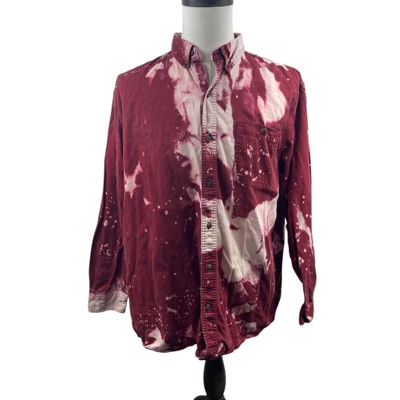 C.E. Schmidt WorkWear Shirt Sz L Canvas Bleach Splattered Tie Dye Hip Thrashed - Picture 1 of 6